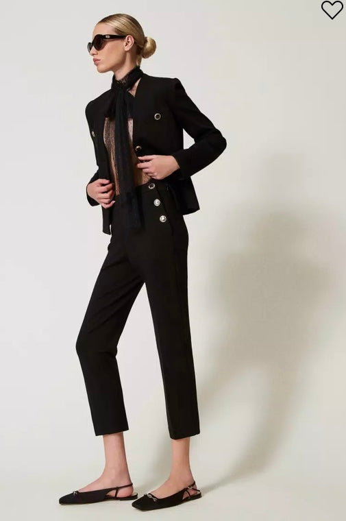 Twinset Milano Black Cropped Trouser’s with Jewelled Pockets