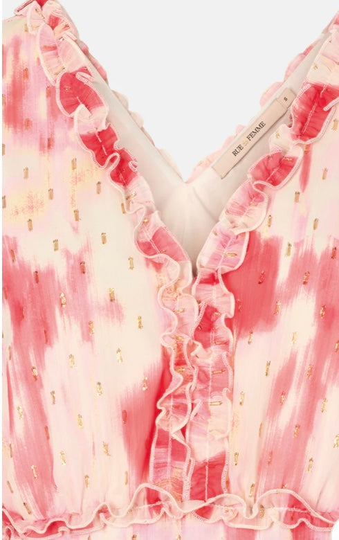 RDF Pink & Off-White Abstract Floral Midi Dress
