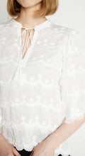 Load image into Gallery viewer, RDF White Elbow length Blouse -Top with Tassle details
