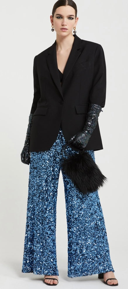 Ottod’Ame Blue Sequin Palazzo Pants