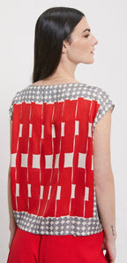 Ottodame Red Geometric Print Viscose Top