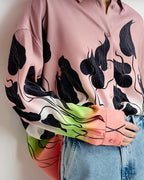Essentiel Antwerp Mauve Peach Lily Leaf Print Shirt