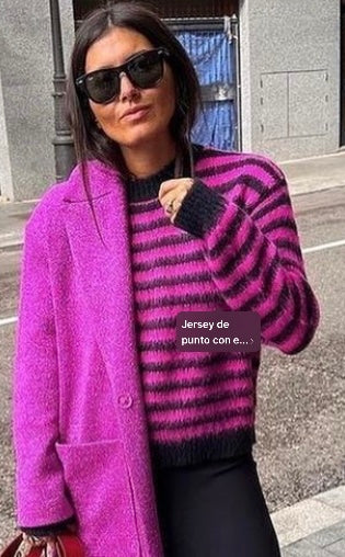 Wild Pony Pink & Black Punk Striped Jumper