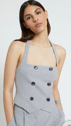 Ottodame Dove Grey Halterneck Top