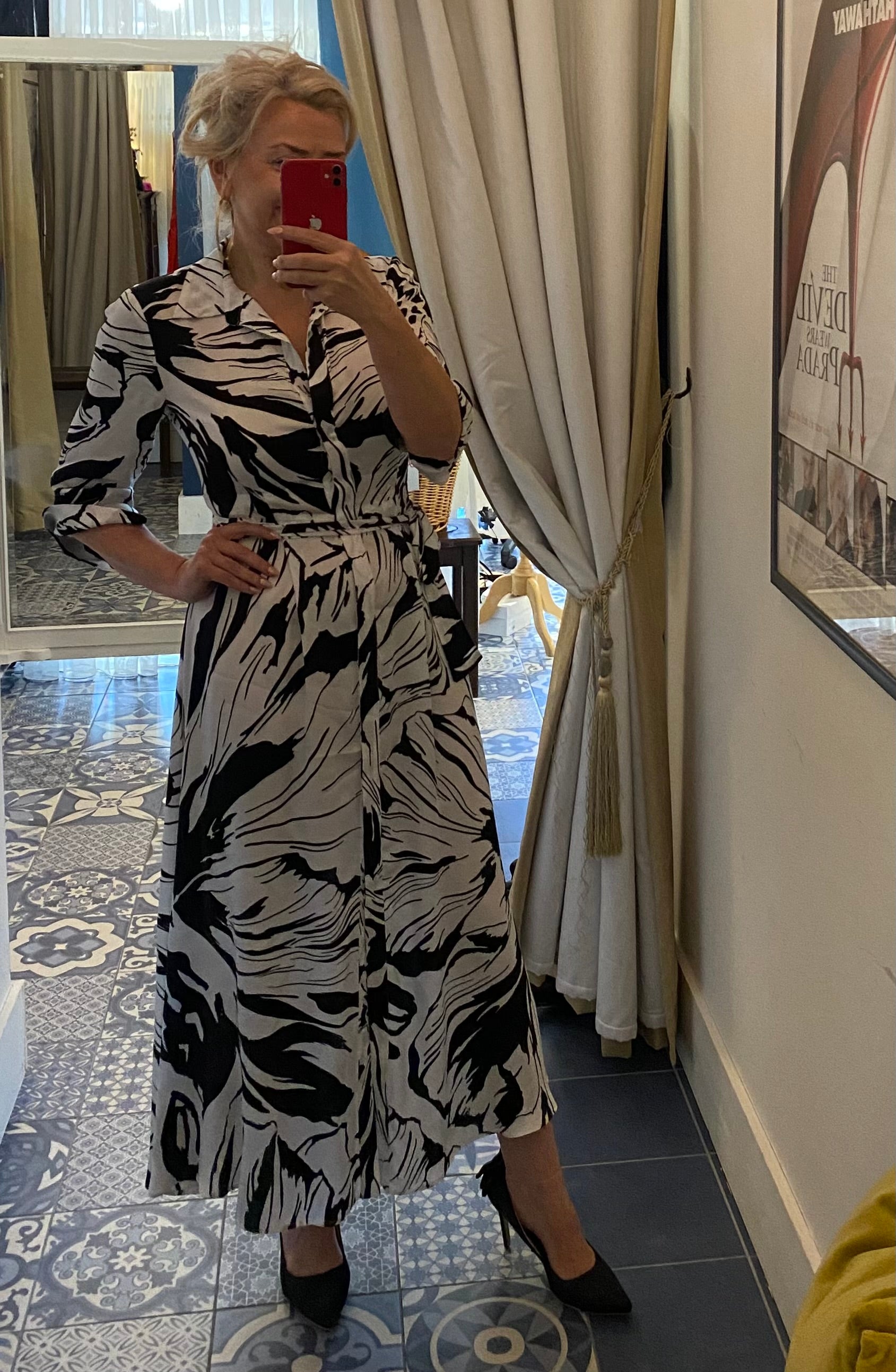 Pennyblack Black & White Floral Print Shirt Dress