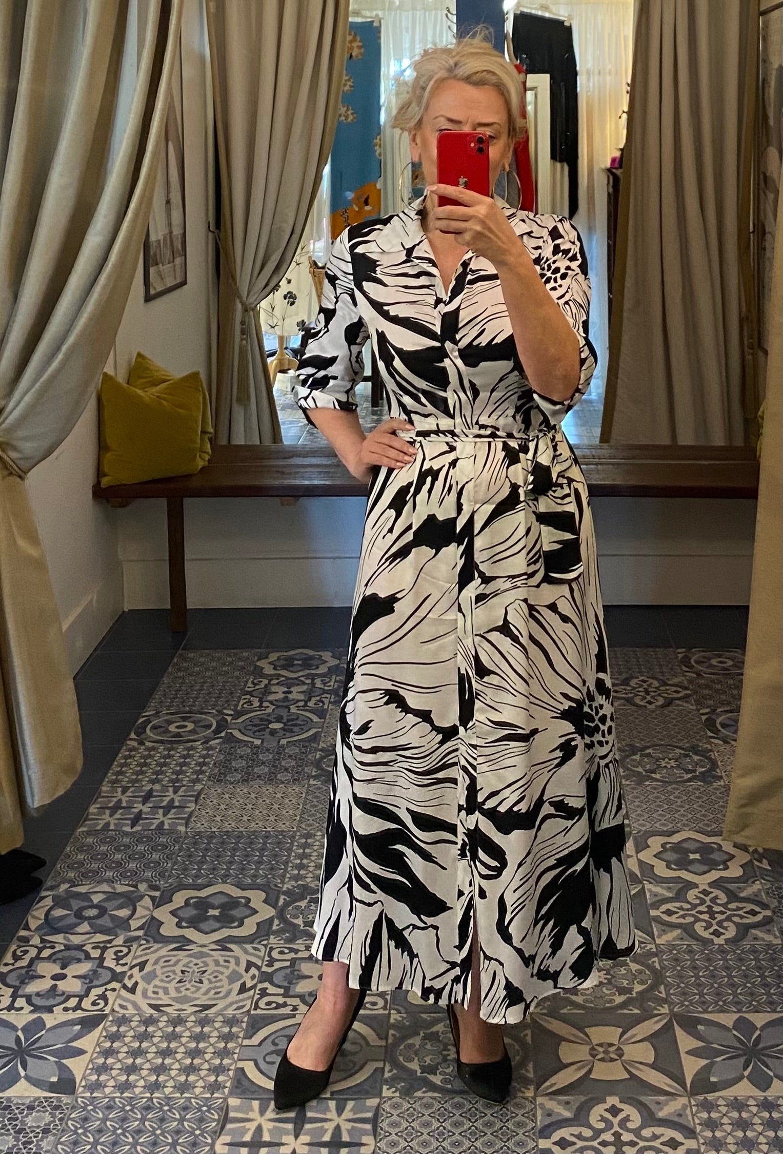 Pennyblack Black & White Floral Print Shirt Dress