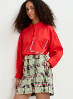 Essentiel Antwerp Red Cotton shirt with beaded embroidery