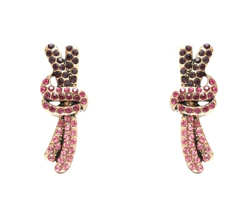 Nali Antique Gold Crystal Knot Earrings