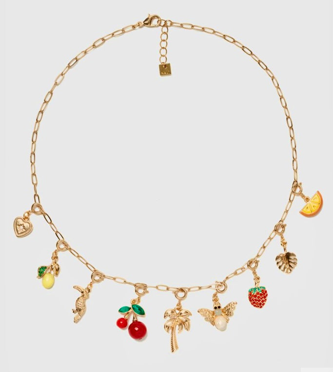 Nali Gold Fruit Charm Necklace