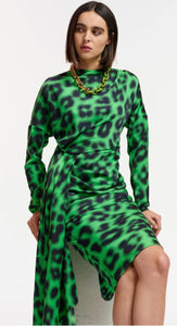 Essentiel Antwerp Green Draped Midi Dress