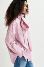 Essentiel Antwerp Pink Pin-Stripe Pussybow Shirt