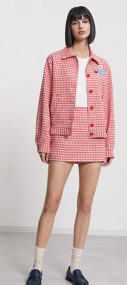 Ottodame Red Vichy Mini Skirt