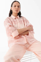 Beatrice B Baby Pink Enver Satin Wide Leg Trousers