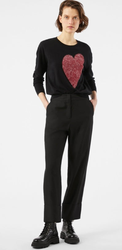 PENNYBLACK Black Cotton & Cashmere Heart Sweater