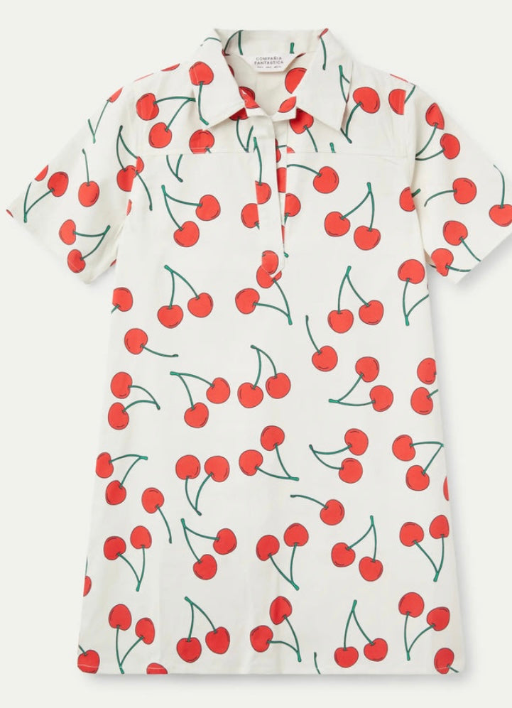 Compania Cherry Print a short Shift Dress