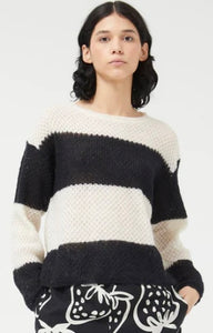 Compania Black & Soft White Crochet Fine Knit Jumper