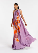Load image into Gallery viewer, Essential Antwerp Lilac, orange and purple floral print halter neck maxi dress
