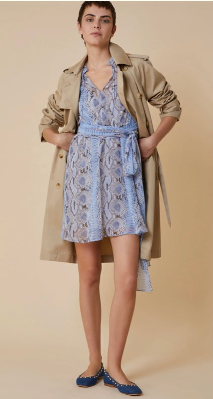 PennyBlack Blue Snake Print Georgette Short Dress