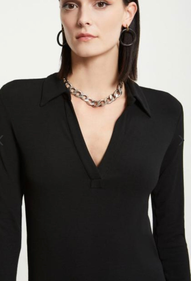 Ottod’Ame Black Jersey Collared Midi Dress