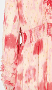 RDF Pink & Off-White Abstract Floral Midi Dress