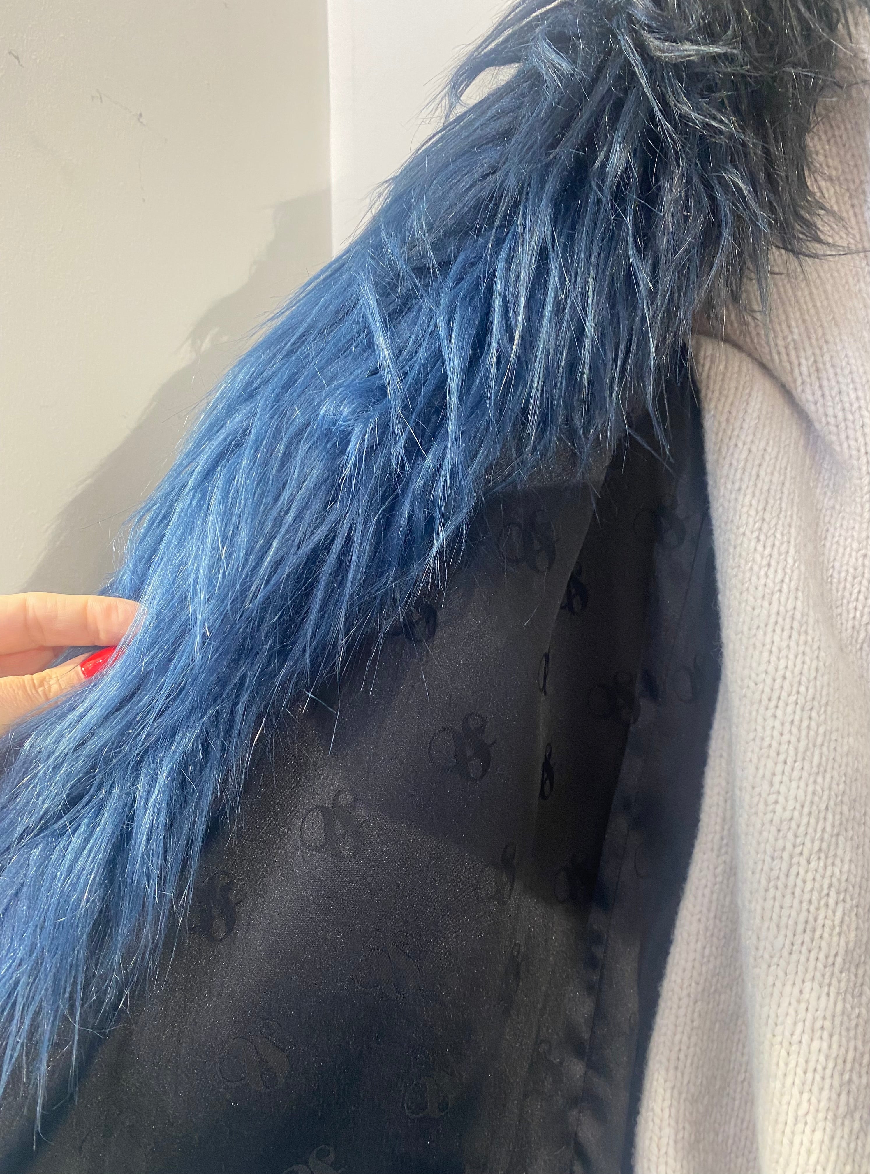 Scotch & Soda Blue / Black Faux Fur Jacket