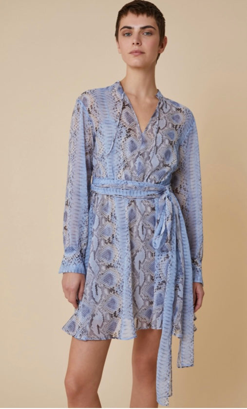 PennyBlack Blue Snake Print Georgette Short Dress