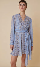 Load image into Gallery viewer, PennyBlack Blue Snake Print Georgette Short Dress
