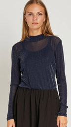 RDF Navy shimmer Crew Neck Top