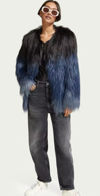 Scotch & Soda Blue / Black Faux Fur Jacket