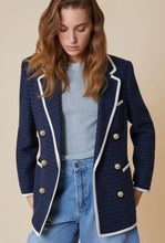 Load image into Gallery viewer, PennyBlack Navy / Black Tweed Weave Blazer with Trim
