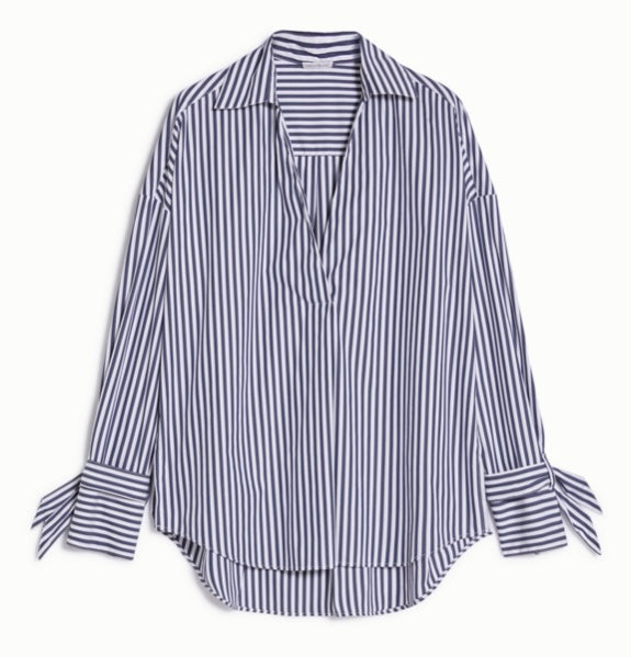 PENNYBLACK Navy & White Striped Oversized Shirt