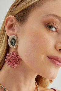 Nali Pink & Grey Party Dangling Earrings