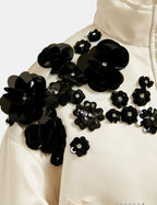 Essentiel Antwerp Off White Satin Bomber Jacket