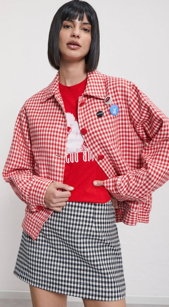 Ottodame Red Vichy Jacket with Badges