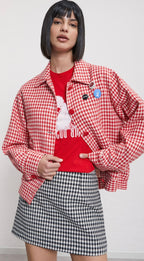 Ottodame Red Vichy Jacket with Badges