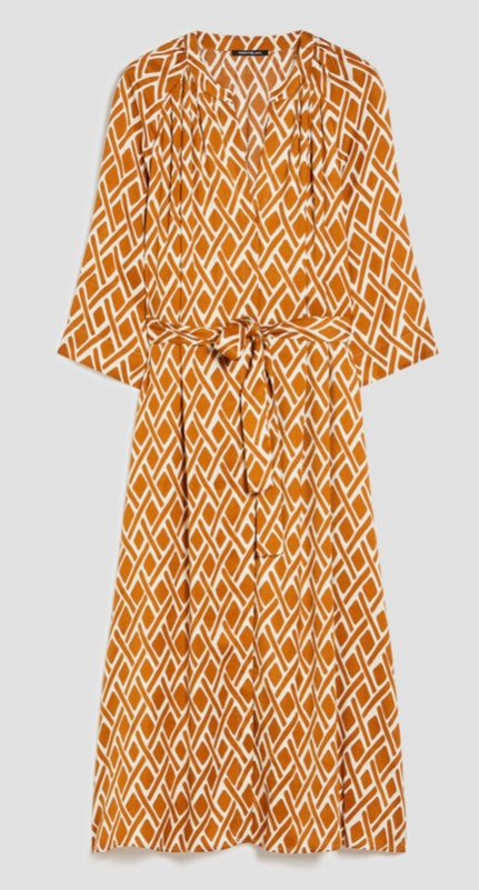 PennyBlack Tobacco & Soft White Diamond Print Shirt Dress