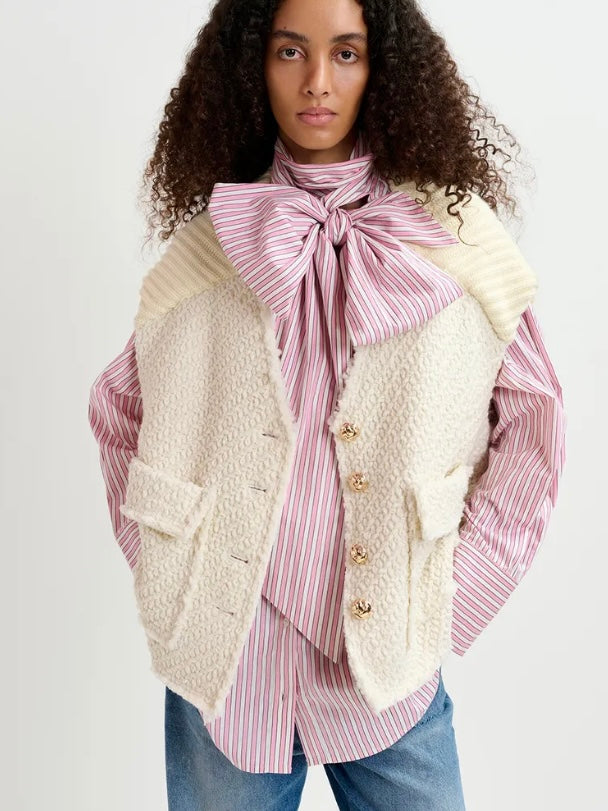 Essentiel Antwerp Pink Pin-Stripe Pussybow Shirt