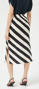Compania Black & Soft White Diagonal Stripe Midi Skirt