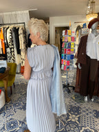 Beatrice B Dove Grey Grecian Pleated Dress