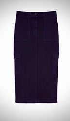 Pennyblack Navy Denim Cotton Cargo Skirt