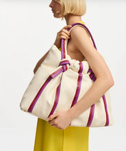 Load image into Gallery viewer, Essentiel Antwerp Ecru , Purple &amp; Burgandy Stripe Shopper Bag
