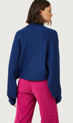 Compania Fantastica Navy Blue Rolled Neck Fine Knit Sweater