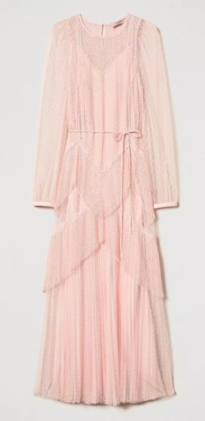 Twinset Milano Cupcake Pink Long pleated Tulle Dress
