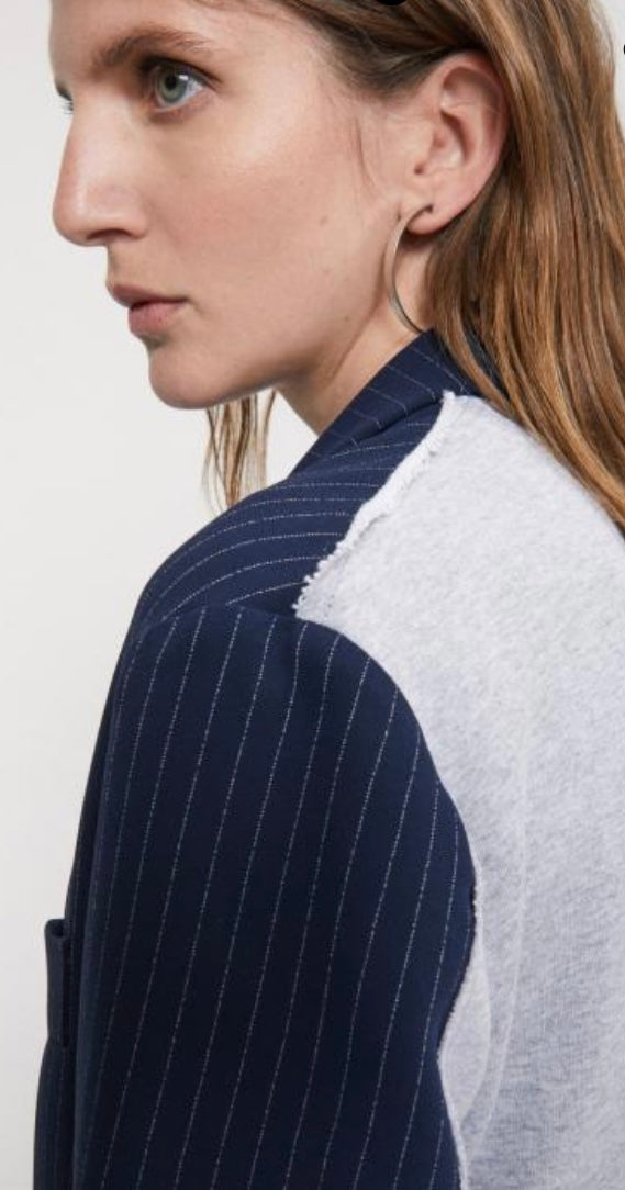 Ottod’Ame Navy Pin-Stripe & Grey Jersey Blazer