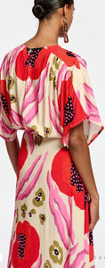 Essentiel Antwerp Red & Pink Flared Abstract Print Dress