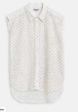 Load image into Gallery viewer, Essentiel Antwerp White Mesh Sleeveless Shirt with Crystal Embellishments
