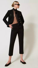 Load image into Gallery viewer, Twinset Milano Black Cropped Trouser’s with Jewelled Pockets
