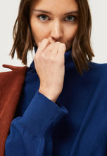 Load image into Gallery viewer, Compania Fantastica Navy Blue Rolled Neck Fine Knit Sweater
