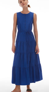PENNYBLACK Blue Cotton Tiered Midi Dress