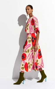 Essentiel Antwerp Red & Pink Flared Abstract Print Dress